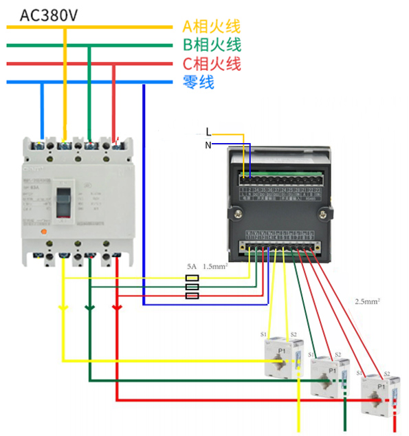安科瑞電氣pz96-e4交流三線電度表高低壓電力系統電力參數檢測儀表_產